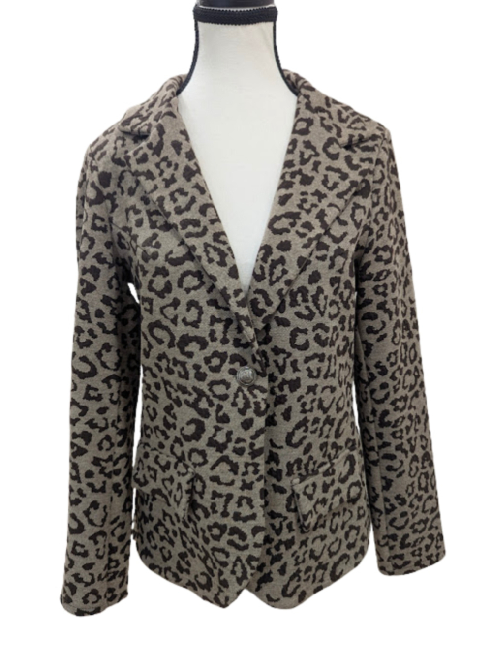 Leopard Print Blazer Jacket Animal Print Career Office Quiet Luxury Italy Made S